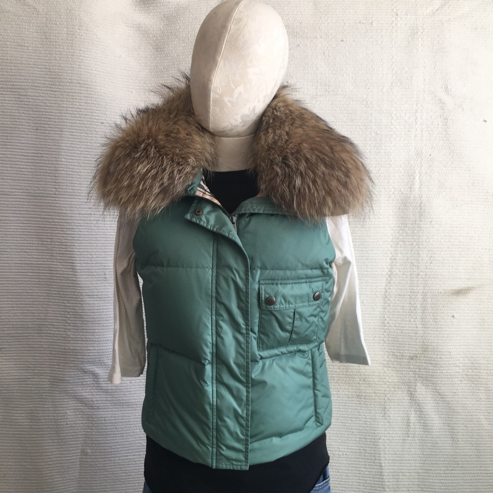 Burberry S Puffer Vest Down Jacket Fur Nova Check - Picture 2 of 8